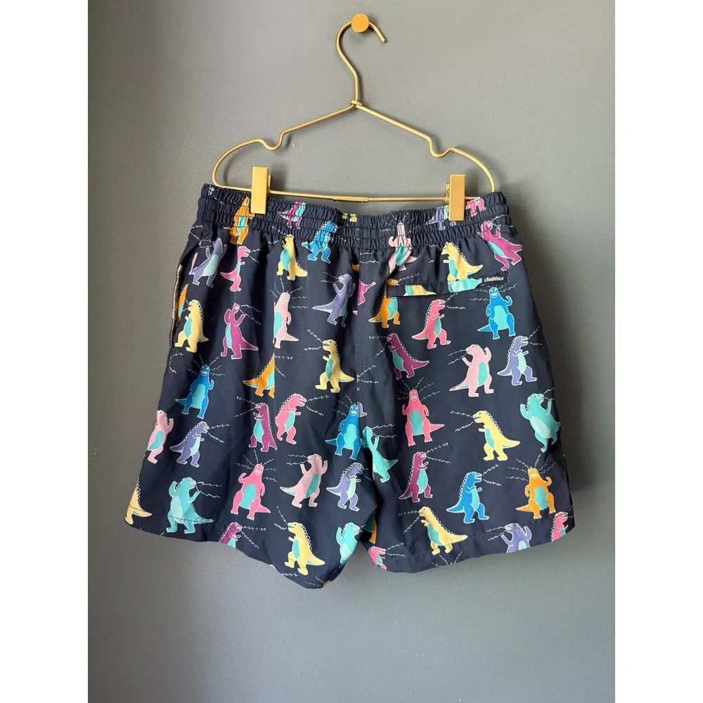 Chubbies Mens Godzilla Dinosaur Swim Trunks Navy Blue
